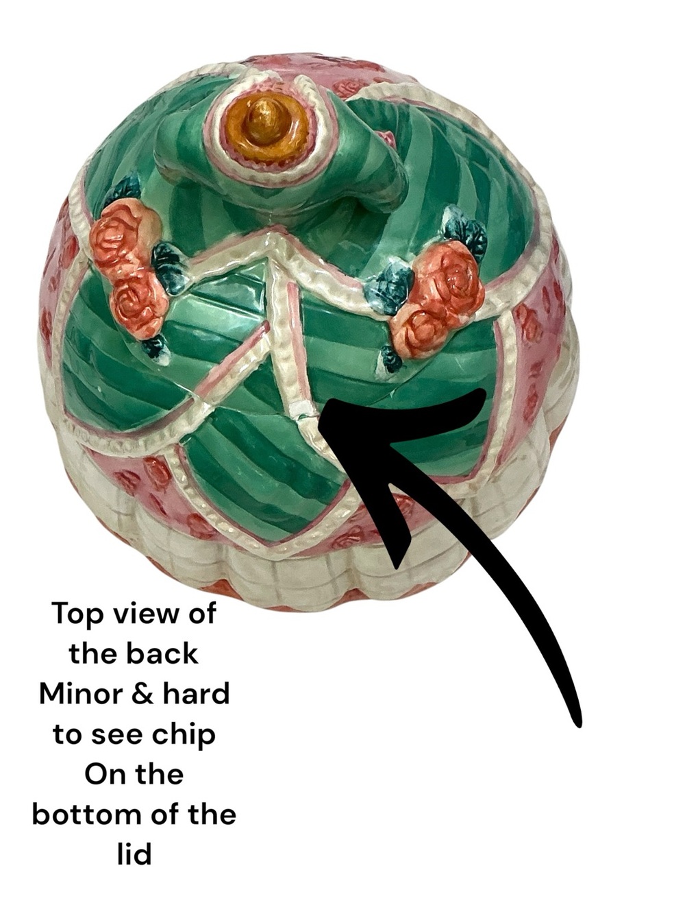 Vintage Victorian Dress Form Canister Cookie Jar Mannequin Shape Green Pink 1960 - Picture 7 of 16